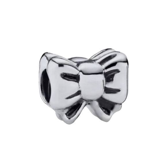 Retired Pandora Silver Ribbon Bow ๐ Charm - Picture 1 of 5